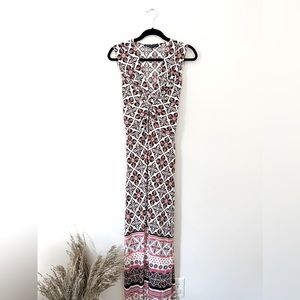 White House Black Market | Women’s Pink Boho Maxi Dress | Size Large